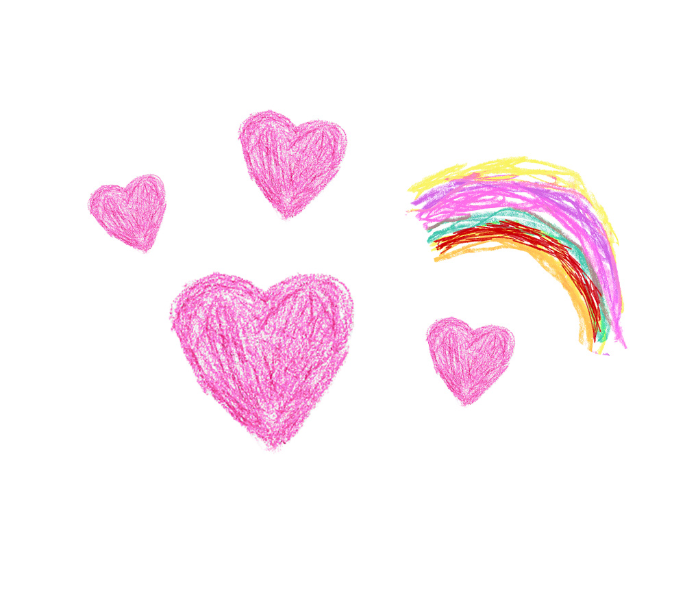 Several hearts & rainbow