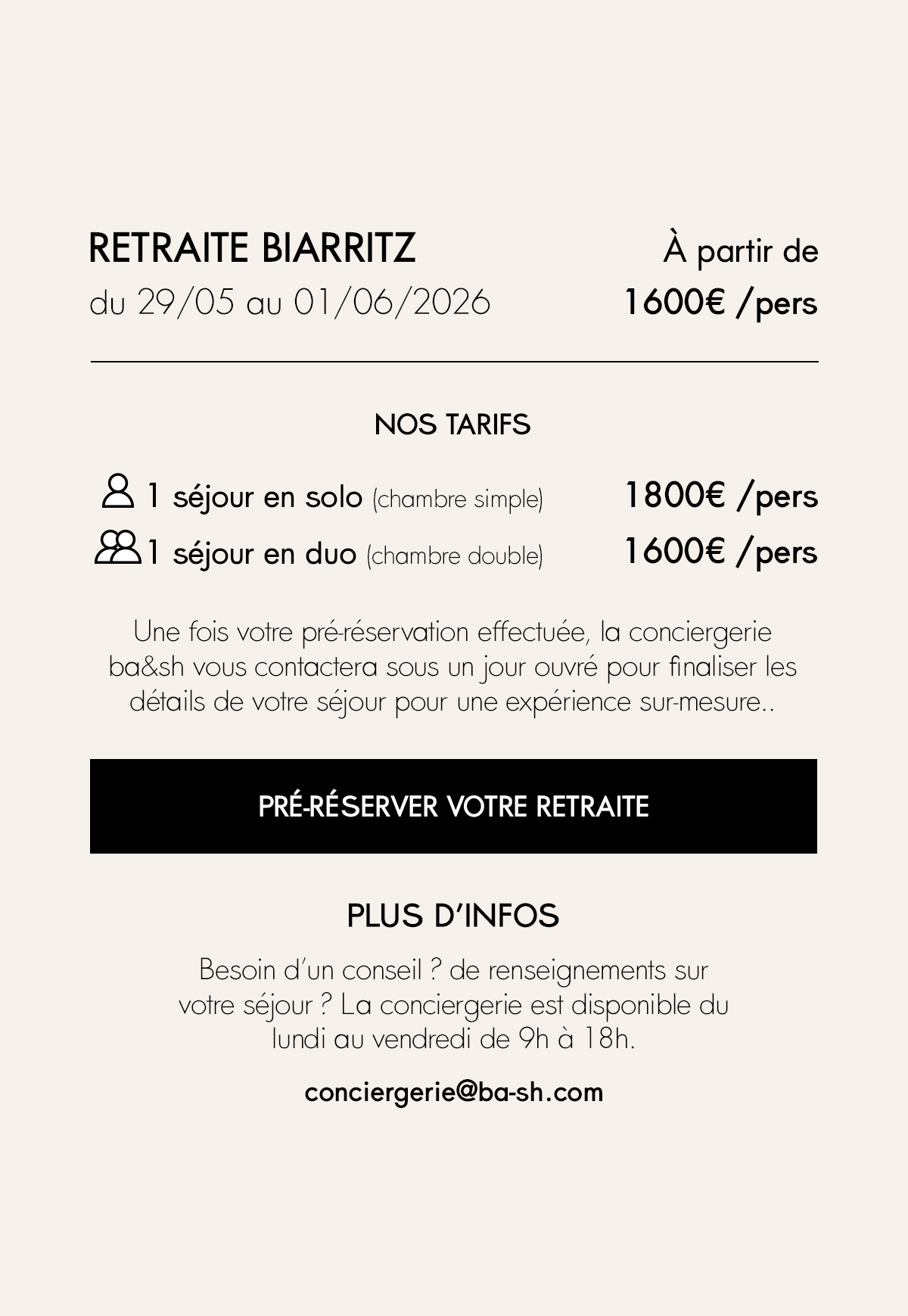 Biarritz retreat with price and room