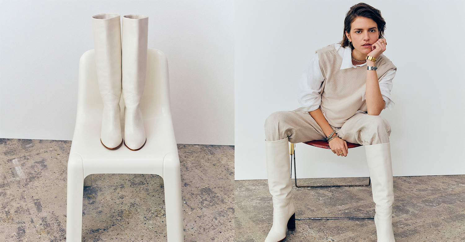 Woman wearing an all in white outfit from ba&sh